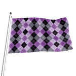 Black Grey And Violet Argyle Print Flag