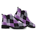 Black Grey And Violet Argyle Print Flat Ankle Boots