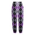 Black Grey And Violet Argyle Print Fleece Lined Knit Pants