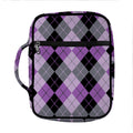 Black Grey And Violet Argyle Print Front Pocket Bible Bag