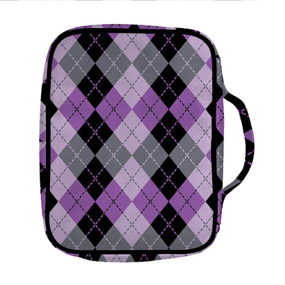 Black Grey And Violet Argyle Print Front Pocket Bible Bag