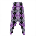 Black Grey And Violet Argyle Print Hammer Pants