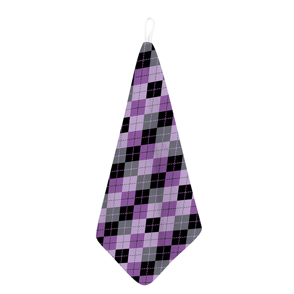 Black Grey And Violet Argyle Print Hand Towel