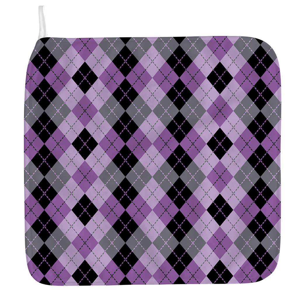 Black Grey And Violet Argyle Print Hand Towel