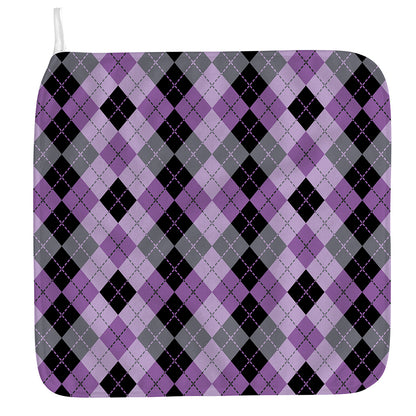 Black Grey And Violet Argyle Print Hand Towel