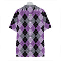 Black Grey And Violet Argyle Print Hawaiian Shirt