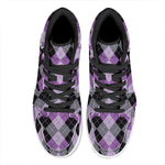 Black Grey And Violet Argyle Print High Top Leather Sneakers