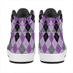 Black Grey And Violet Argyle Print High Top Leather Sneakers