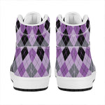 Black Grey And Violet Argyle Print High Top Leather Sneakers