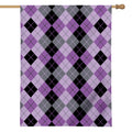 Black Grey And Violet Argyle Print House Flag