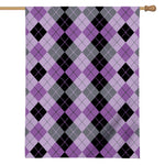 Black Grey And Violet Argyle Print House Flag