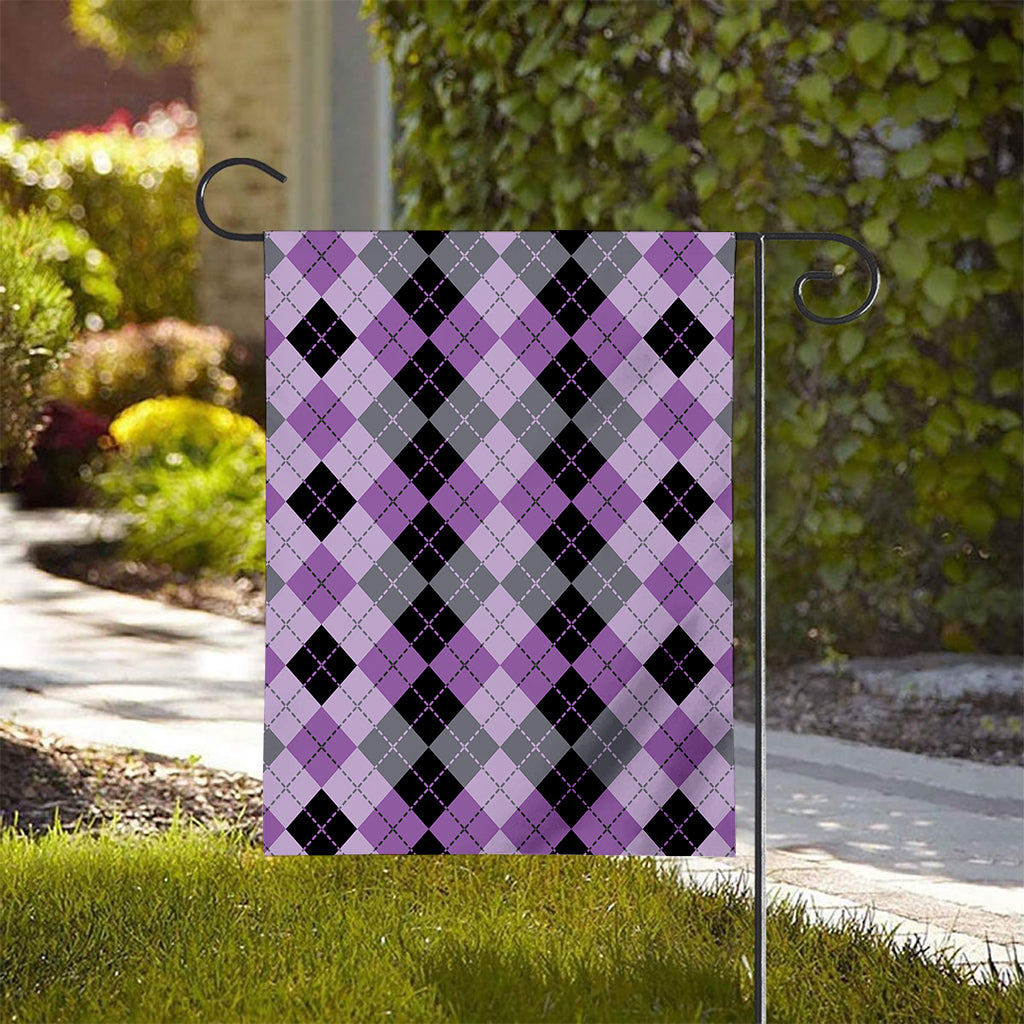 Black Grey And Violet Argyle Print House Flag