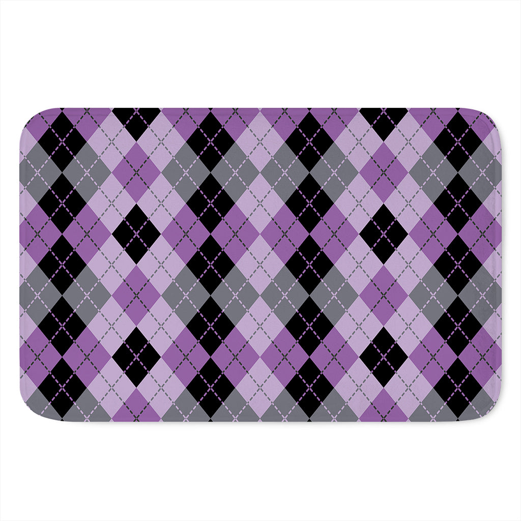 Black Grey And Violet Argyle Print Indoor Door Mat