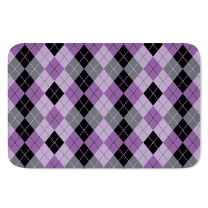 Black Grey And Violet Argyle Print Indoor Door Mat