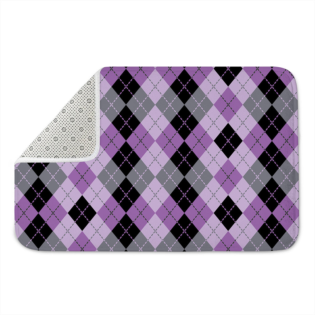 Black Grey And Violet Argyle Print Indoor Door Mat