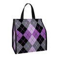 Black Grey And Violet Argyle Print Insulated Lunch Tote