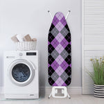 Black Grey And Violet Argyle Print Ironing Board Cover