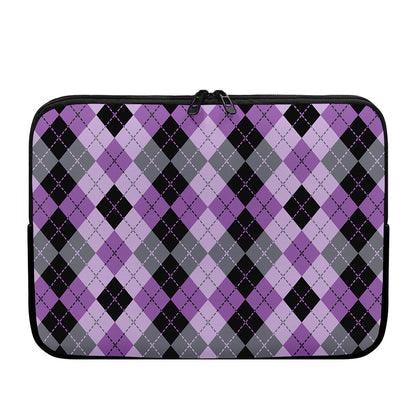 Black Grey And Violet Argyle Print Laptop Sleeve