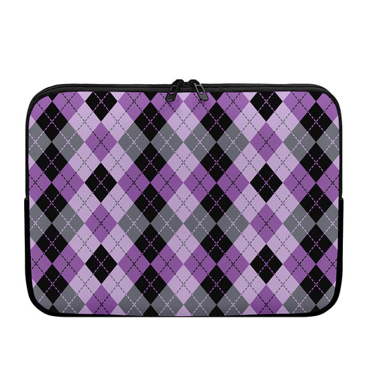 Black Grey And Violet Argyle Print Laptop Sleeve