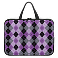 Black Grey And Violet Argyle Print Laptop Sleeve With Handle