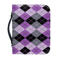 Black Grey And Violet Argyle Print Leather Bible Cover
