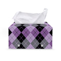 Black Grey And Violet Argyle Print Leather Tissue Box Cover