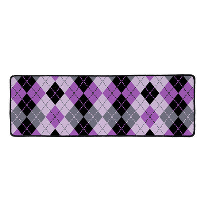 Black Grey And Violet Argyle Print Long Kitchen Mat