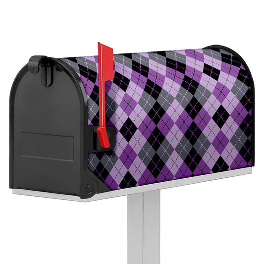 Black Grey And Violet Argyle Print Mailbox Cover