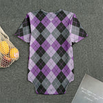 Black Grey And Violet Argyle Print Men's Bodysuit