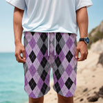 Black Grey And Violet Argyle Print Men's Cargo Shorts
