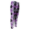 Black Grey And Violet Argyle Print Men's Compression Pants