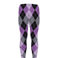 Black Grey And Violet Argyle Print Men's Leggings