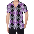 Black Grey And Violet Argyle Print Men's Shirt