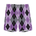 Black Grey And Violet Argyle Print Men's Athletic Shorts