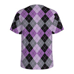Black Grey And Violet Argyle Print Men's Sports T-Shirt