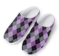 Black Grey And Violet Argyle Print Mesh Casual Shoes