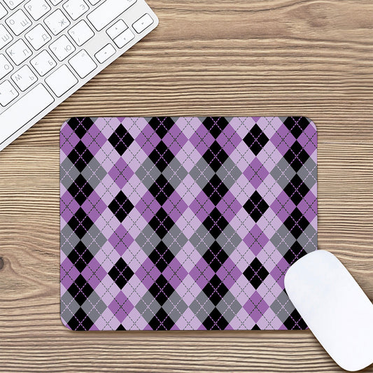 Black Grey And Violet Argyle Print Mouse Pad