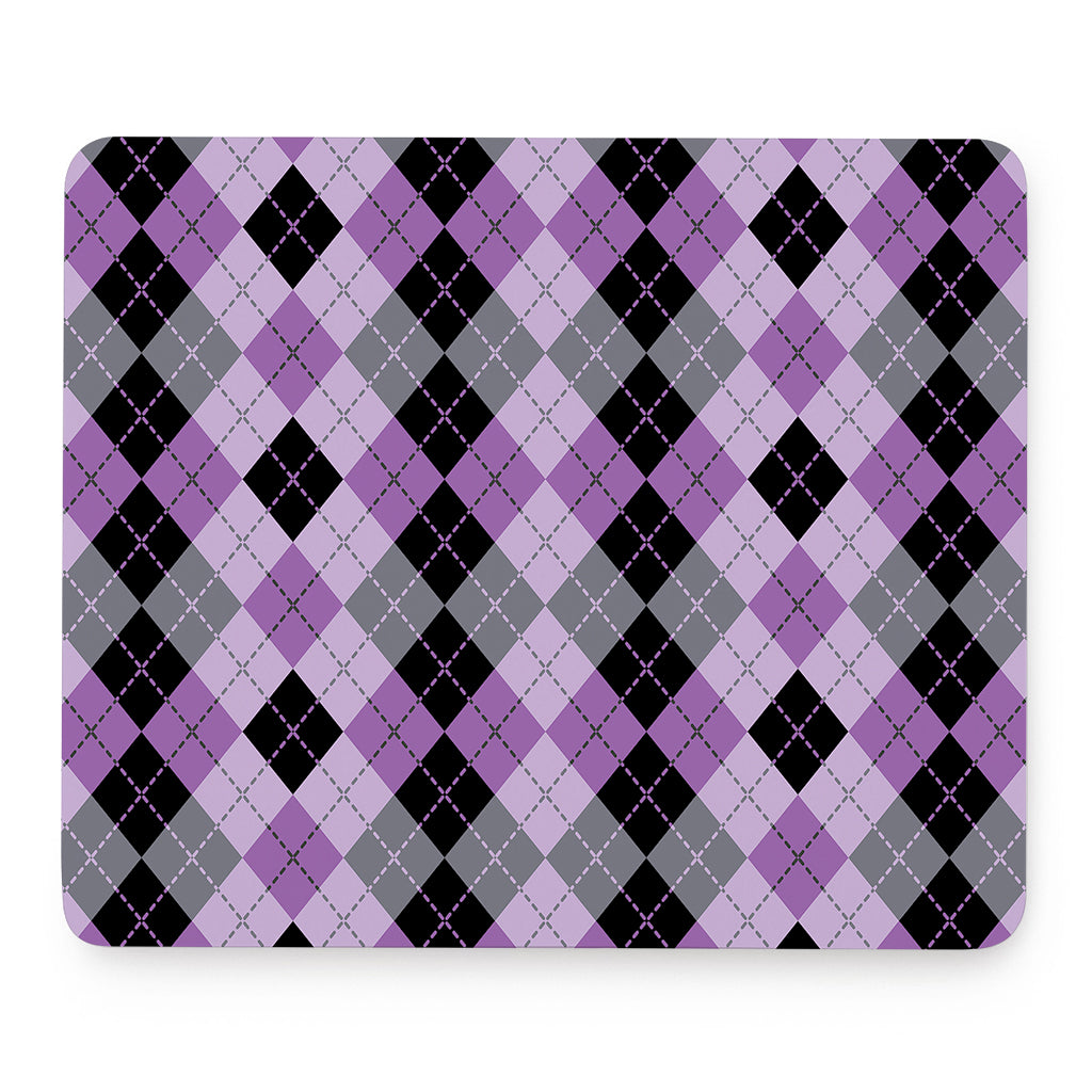 Black Grey And Violet Argyle Print Mouse Pad