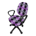 Black Grey And Violet Argyle Print Office Chair Cover