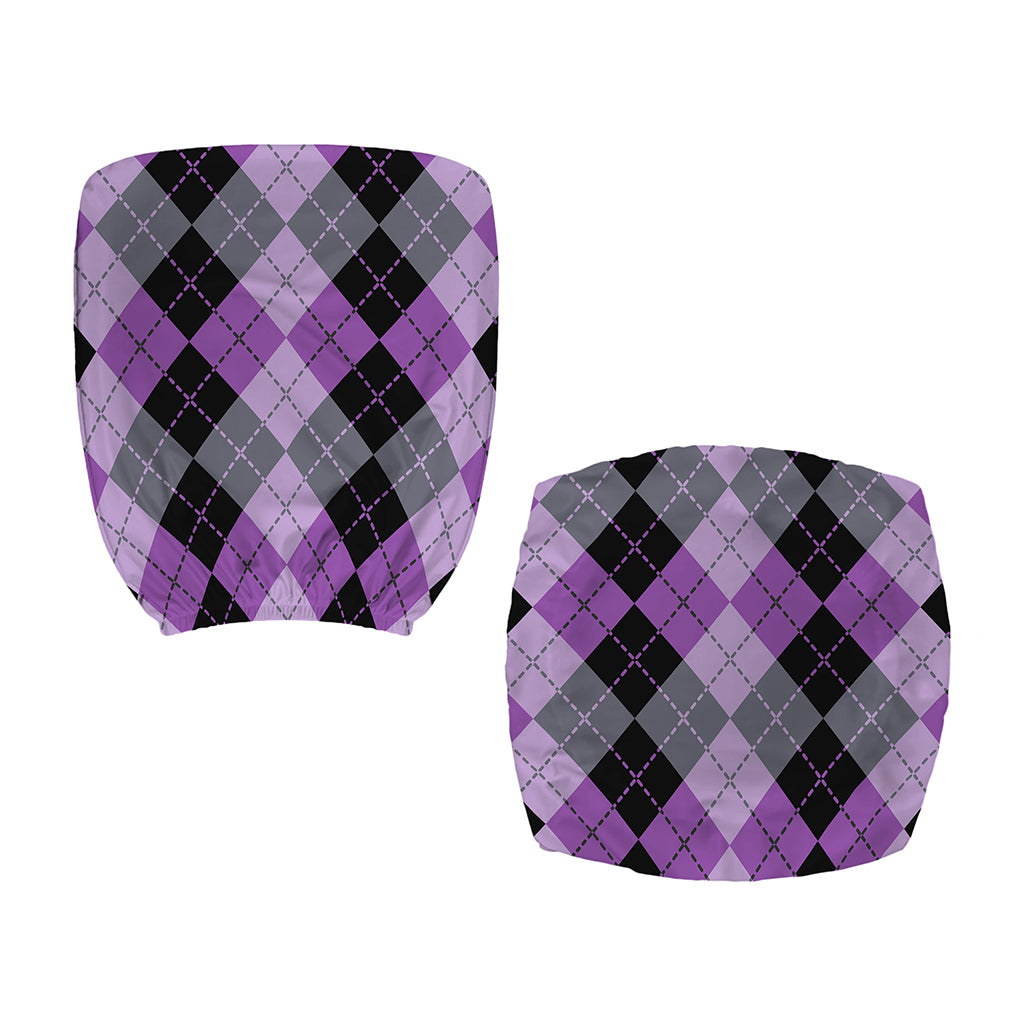 Black Grey And Violet Argyle Print Office Chair Cover