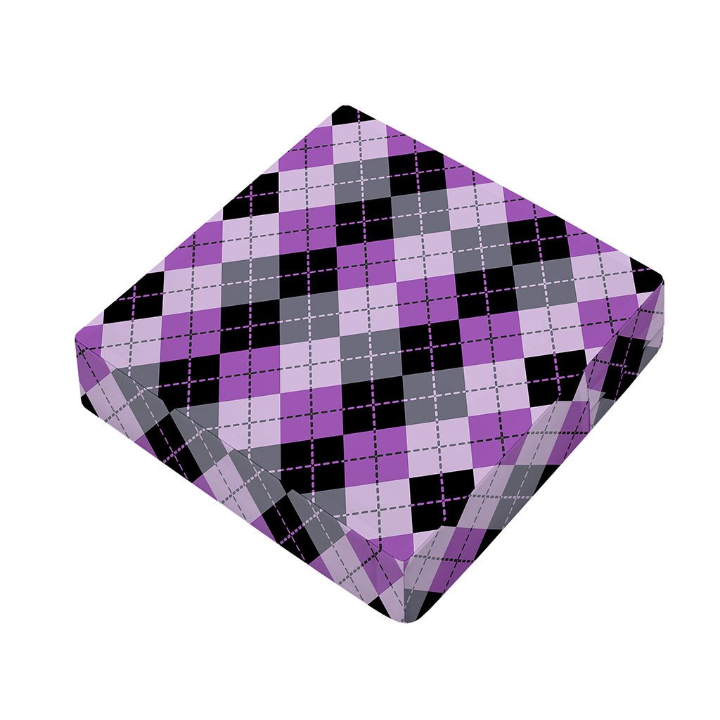 Black Grey And Violet Argyle Print Outdoor Seat Cushion Cover
