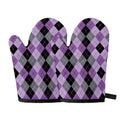 Black Grey And Violet Argyle Print Oven Mitts
