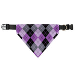 Black Grey And Violet Argyle Print Over The Collar Dog Bandana