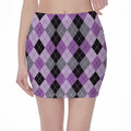 Black Grey And Violet Argyle Print Pencil Mini Skirt