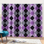 Black Grey And Violet Argyle Print Pencil Pleat Curtains