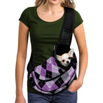 Black Grey And Violet Argyle Print Pet Sling Carrier