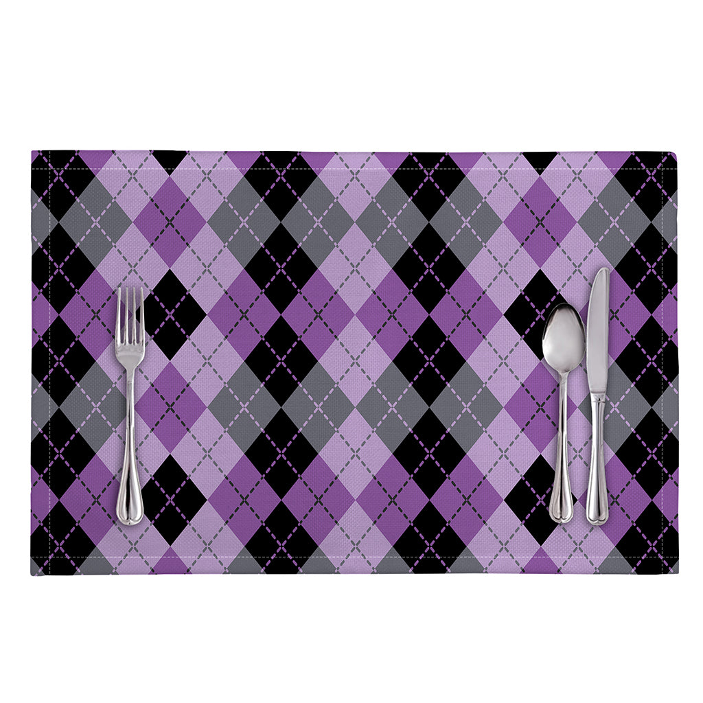 Black Grey And Violet Argyle Print Placemat