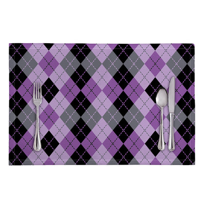 Black Grey And Violet Argyle Print Placemat