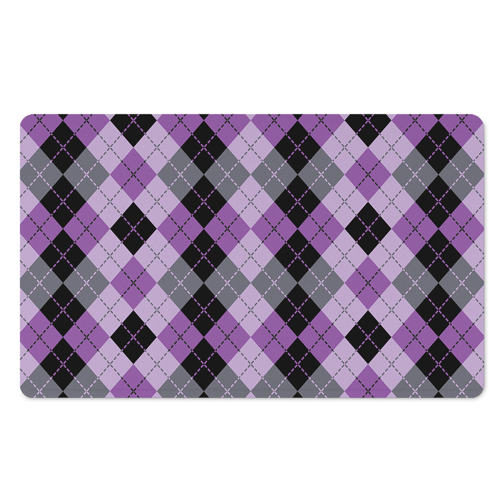 Black Grey And Violet Argyle Print Polyester Doormat