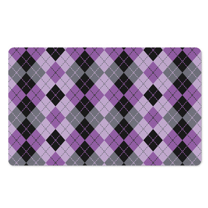 Black Grey And Violet Argyle Print Polyester Doormat